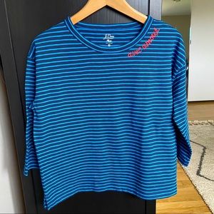Women’s J Crew Avec Amour embroidered striped tee